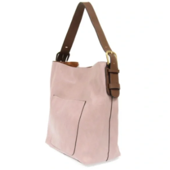 Handle Hobo pink slouch bag in vegan leather with adjustable strap - Picture 2 of 8